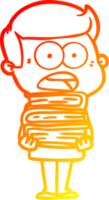 warm gradient line drawing of a cartoon shocked man png