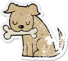 distressed sticker of a cartoon dog png