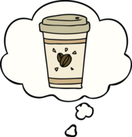 cartoon takeout coffee with thought bubble png