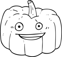 hand drawn black and white cartoon halloween pumpkin png