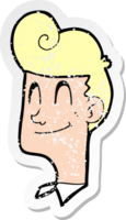 pegatina retro angustiada de un hombre sonriente de dibujos animados png