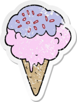 distressed sticker of a cartoon ice cream png