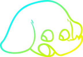 cold gradient line drawing of a shocked cartoon elephant face png