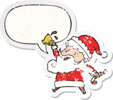 cartone animato Santa Claus con caldo cacao con discorso bolla afflitto afflitto vecchio etichetta png