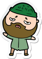 sticker of a cartoon worried man with beard png