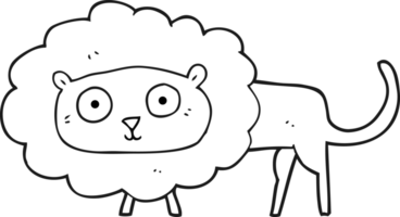 hand drawn black and white cartoon lion png