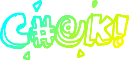 cold gradient line drawing of a cartoon swear word png