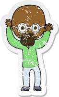 retro distressed sticker of a cartoon stressed bald man png