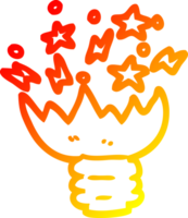 warm gradient line drawing of a cartoon exploding light bulb png