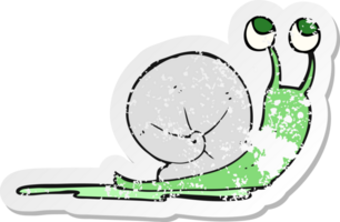 retro distressed sticker of a cartoon snail png