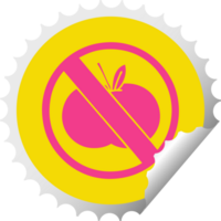 circular peeling sticker cartoon of a no fruit allowed sign png