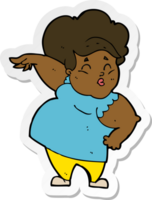 sticker van een cartoon gelukkige dame met overgewicht png