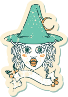 Retro Tattoo Style elf mage character face png