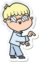 sticker of a cartoon boy wearing spectacles png
