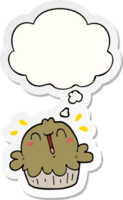 cute cartoon pie with thought bubble as a printed sticker png