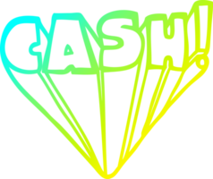 cold gradient line drawing of a cartoon word cash png