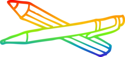 rainbow gradient line drawing of a cartoon pen png