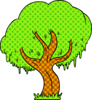 Hand gezeichnet Karikatur Gekritzel von ein Grün Baum png