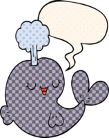 cartoon whale with speech bubble in comic book style png