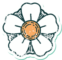 iconisch verontrust sticker tatoeëren stijl beeld van een bloem png