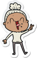 sticker of a cartoon happy old woman png