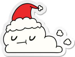 hand drawn christmas sticker cartoon of kawaii cloud png