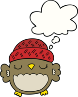 cute cartoon owl in hat with thought bubble png