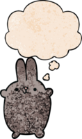 cartoon rabbit with thought bubble in grunge texture style png