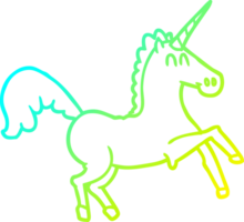 cold gradient line drawing of a cartoon unicorn png