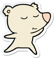 sticker of a happy cartoon polar bear dancing png