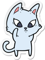 sticker of a confused cartoon cat png