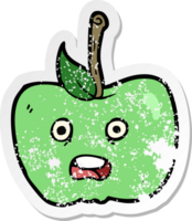 retro distressed sticker of a cartoon apple png