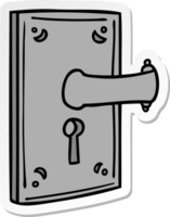 hand- getrokken sticker tekenfilm tekening van een deur omgaan met png