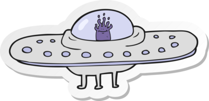 sticker of a cartoon flying saucer png