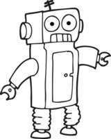 hand drawn black and white cartoon robot png