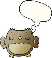 cute cartoon owl with speech bubble in smooth gradient style png