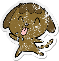 distressed sticker of a cute cartoon dog png