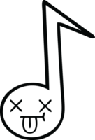 line drawing cartoon of a musical note png