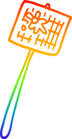 rainbow gradient line drawing of a cartoon fly swatted png