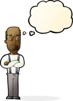 cartoon annoyed old man with thought bubble png