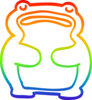 rainbow gradient line drawing of a cartoon frog png