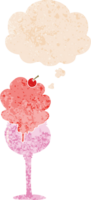 dessin animé la glace crème désert avec pensée bulle dans grunge affligé rétro texturé style png