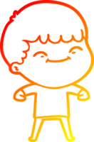 warm gradient line drawing of a cartoon happy boy png