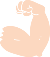 flat color illustration of strong arm flexing bicep png