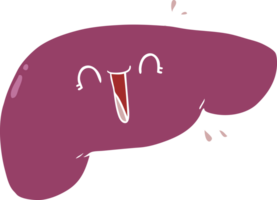 fígado de desenho animado de estilo de cor plana png