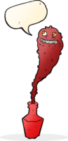 cartoon spooky ghost in bottle with speech bubble png