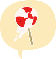 cartoon traditional lollipop with speech bubble in retro style png