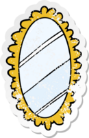 distressed sticker of a cartoon mirror png