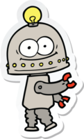 sticker of a happy carton robot with light bulb png