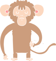 flat color style cartoon monkey scratching png